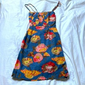 Anthropologie: Blue Floral Summer Dress Size 2